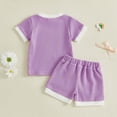 thumbnail image 5 of HCNTES Kid Summer Clothes Toddler Baby Girl Outfit Sets Short Sleeve T-shirt Elastic Waist Shorts 2 Piece Short Set Summer Pjs For 0-24 Months 2t 3t 4t 5t 6t 7t Children, 6-12 Months, 5 of 7