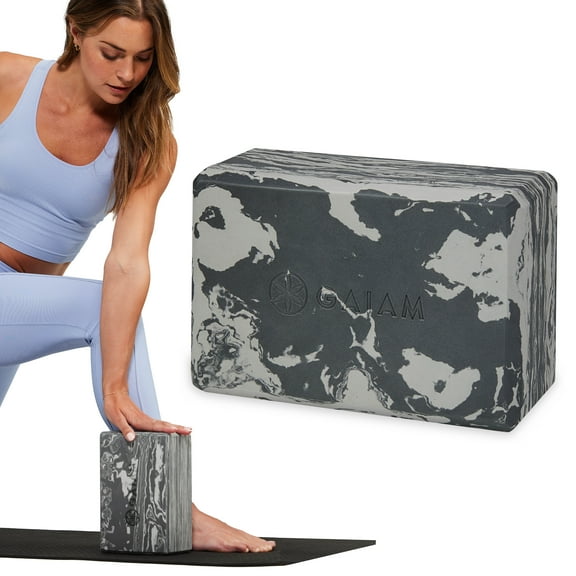 Gaiam Printed Fashion Yoga Block, Made from Sturdy Foam, Marble Granite