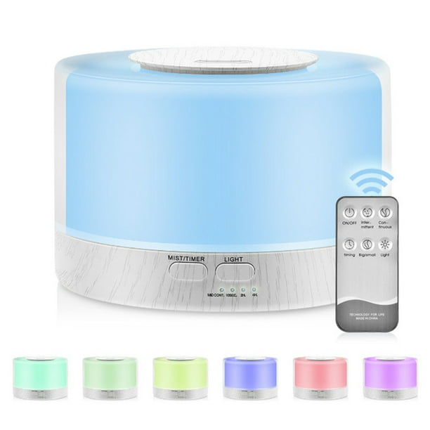 Difusor de aceites esenciales con control remoto, humidificador de aromaterapia 5 en 1, vaporizador, temporizador y apagado automático, 45 ml.