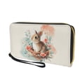 thumbnail image 7 of Renewold Women Wallet with Wrist Strap Zipper Card Holder Mini Wristlet Coin Bag PU Leather Long Clutch Cell Phone Case, Retro Easter Bunny Flower Beige, 7 of 7