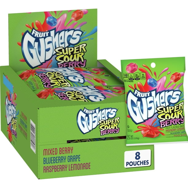 Gushers Fruit Flavored Snacks, Super Sour Berry, Gluten Free, 4.25 oz