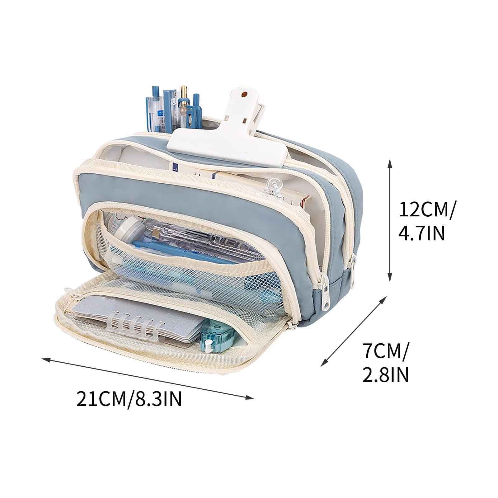 Yrmaups 4Pcs Open Window Pen Bag Large Capacity Pencil Case, 3 Compartment Organizer for 80 Pens, PVC Canvas Stationery Pouch for BoysGirlsJunior High Study Study, Study Supplies for Classroom and