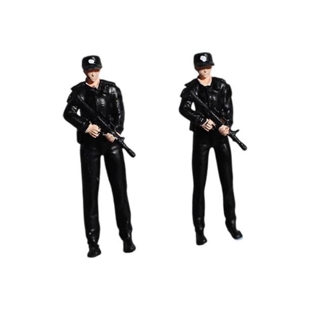 Modelo de policía femenina a escala 1/64, modelo de personas pequeñas, colección de decoración de escritorio, accesorios de película, ornamento en 1 mujer y 1 hombre