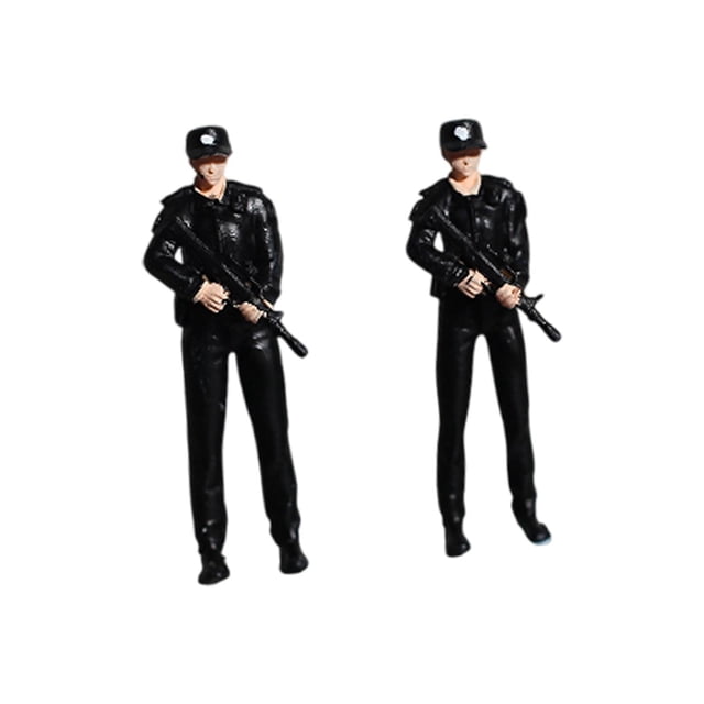Modelo de policía femenina a escala 1/64, modelo de personas pequeñas, colección de decoración de escritorio, accesorios de película, ornamento en 1 mujer y 1 hombre