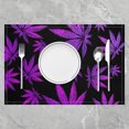 thumbnail image 2 of Marijuana Placemats Set of 4, Cannabis Leaf Pattern Table Place Mats, Purple Black Botanical Design Placemat for Kitchen Dining Table Decoration Indoor Outdoor 18"x12", 2 of 4
