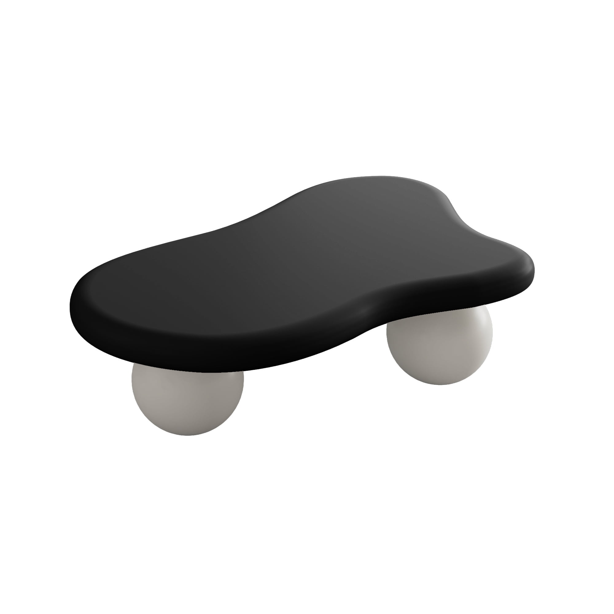 40'' Cloud Shaped Coffee Table with 3 Ball Legs, Cream Style Accent Cocktail Table, Living Room Center End Table