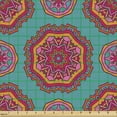 thumbnail image 2 of Ambesonne Ethnic Fabric by the Yard Upholstery, Oriental Mandala Like Motifs, 10 Yards, Teal Orange and Magenta, 2 of 5