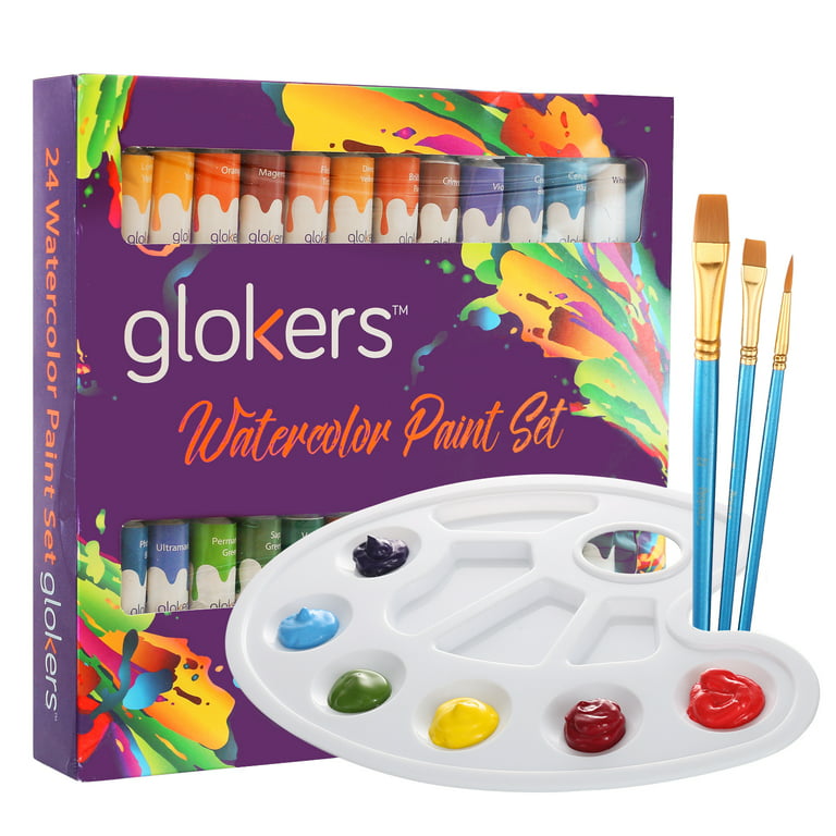 Glokers Canvas Panels Painting Kit | Art Supplies Set Includes Paint  Palette, Sponge Brushes, Canvases, Paintbrushes & Mixing Wheel | Warp-Free