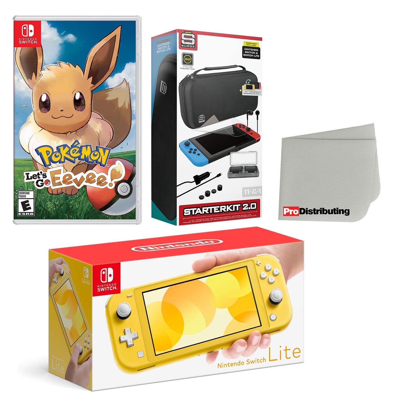 Lite Console with Pokemon: Let's Go, Eevee!, Accessory Starter Kit and Cleaning Cloth Bundle - Walmart.com