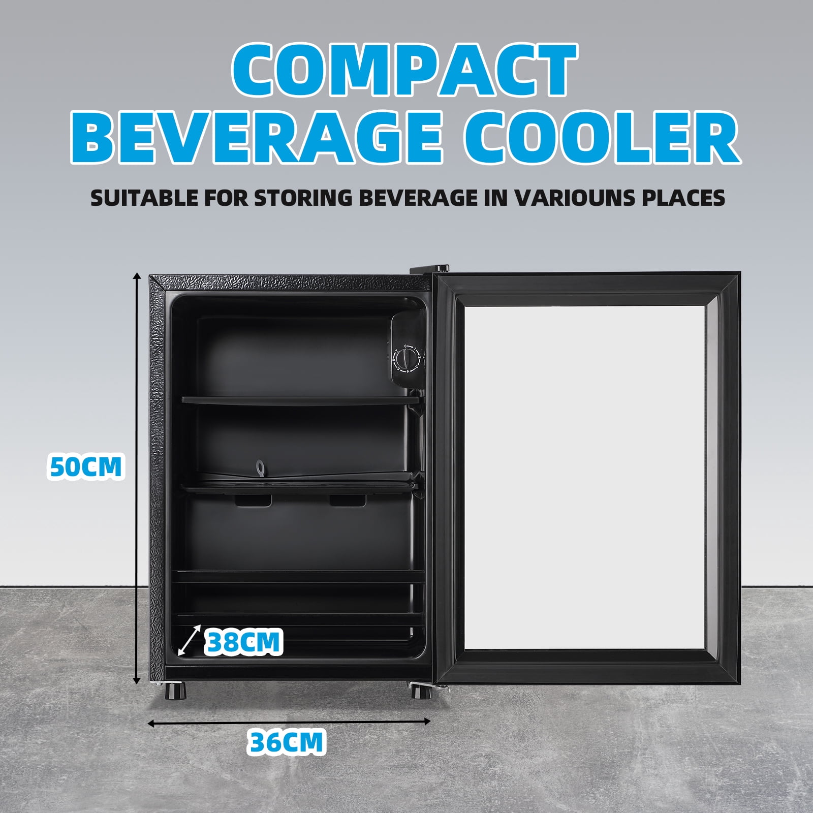 TACOOL 45Cans Mini Beverage Refrigerator Cooler, Mini Fridge with Glass Door 7 Temperature Setting for Home/Bar/Office