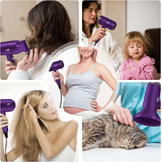 CONFU Hair Dryer 1600W, Lightweight Fast Drying Blow Dryer with Diffuser and Concentrator,Purple