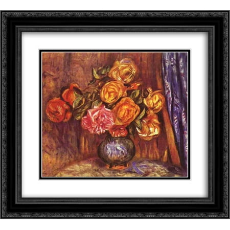 - Pierre Auguste Renoir 2x Matted 24x20 Black Ornate Framed Art Print 'Roses Before the Blue Curtain'