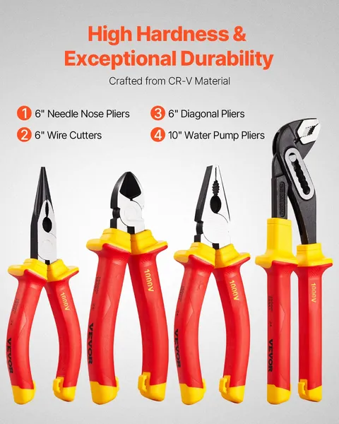 12-Piece Insulated Screwdriver Set for Electricians,1000V Rated with Magnetic Phillips and Slotted Tips,Includes Insulated and Diagonal Pliers
