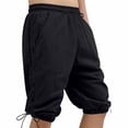 thumbnail image 6 of Men Casual Loose Linen Drawstring Pants Joggers Trousers Elastic Waist Straight Leg Cropped Pockets Lightweight Breathable Quick Dry Beach Vacation Summer Travel Outdoor Hiking, 6 of 9