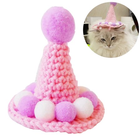 Pet Chapeau Pompon Mignon Mode Balle Chat Tricot Chapeau Chien Anniversaire Chapeau Chaton Cone Chapeau Walmart Canada