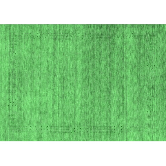 Ahgly Company Indoor Rectangle Abstract Emerald Green Contemporary Area Rugs, 5' x 8'