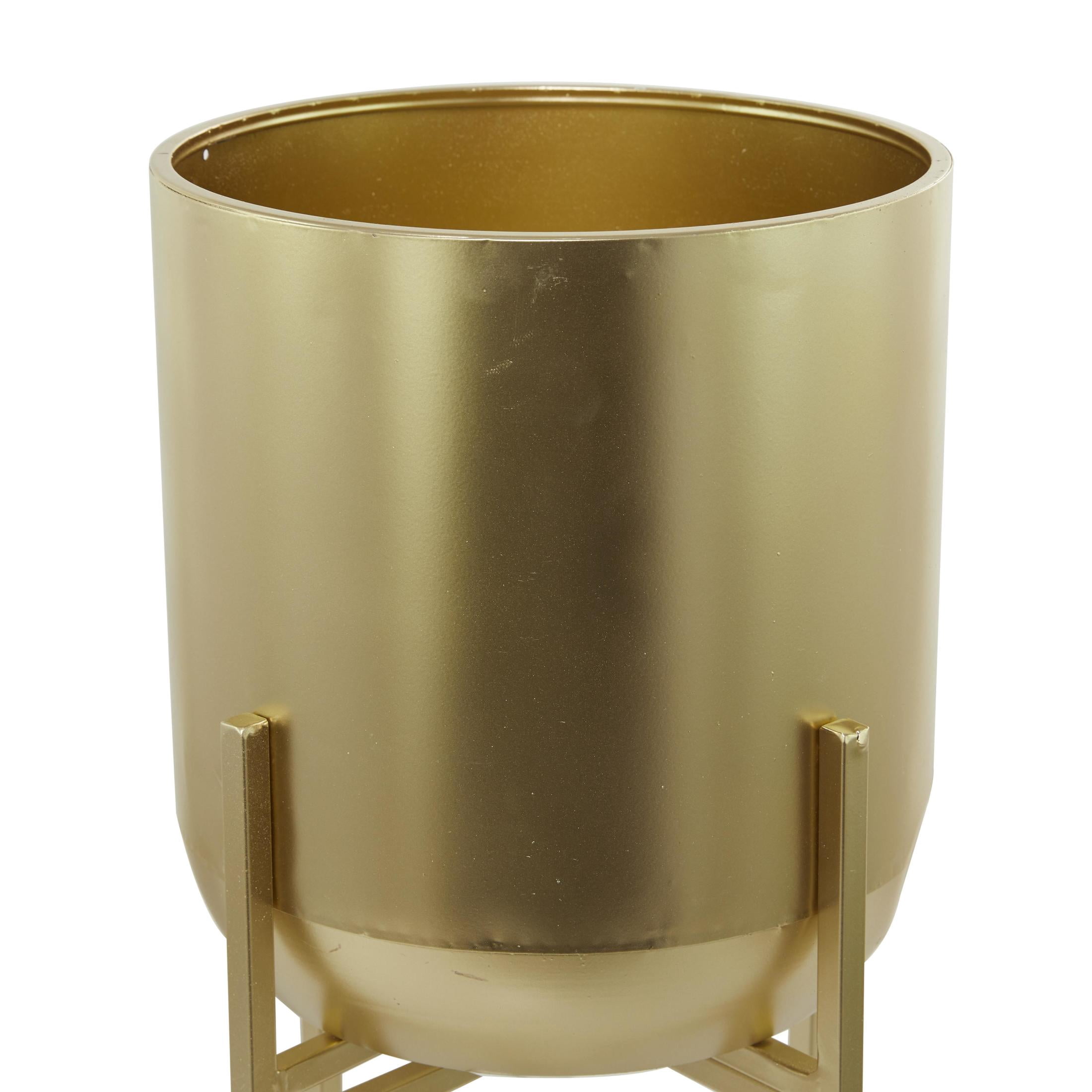 CosmoLiving by Cosmopolitan 13" x 36" Matte Dome Gold Metal Planter with Removable Stand