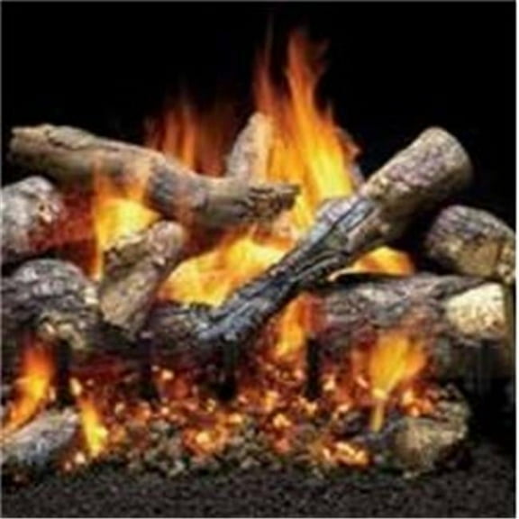 24 in. Grand Oak Gas Log Set with Refractory Cement Construction - 11 Piece