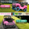 thumbnail image 2 of Funcid 24V Ride on Toys with Remote Control, 2 XL 21.7'' Seater Ride on Truck Car, 2WD/4WD 800W Electric Car for Kids w/ Bluetooth, Bright LED Lights, MP3, Spring Suspension, Pink, 2 of 7