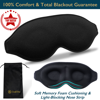 ComfiTime Memory Foam Sleep Mask - 100% Blackout 3D Eye Mask for Sleeping, Eye Covers for Men & Women, Contour Blindfold with Nose Baffle for Adult, Soft Travel Eye Blinders Night Mask, Black