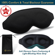 ComfiTime Memory Foam Sleep Mask - 100% Blackout 3D Eye Mask for Sleeping, Eye Covers for Men & Women, Contour Blindfold with Nose Baffle for Adult, Soft Travel Eye Blinders Night Mask, Black
