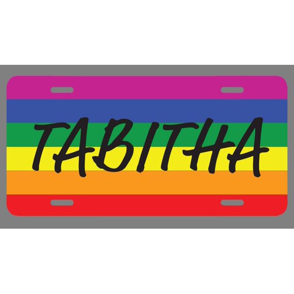 Tabitha Name Pride Flag Style License Plate Tag Vanity Novelty Metal | UV Printed Metal | 6-Inches By 12-Inches | Car Truck RV Trailer Wall Shop Man Cave | NP2196