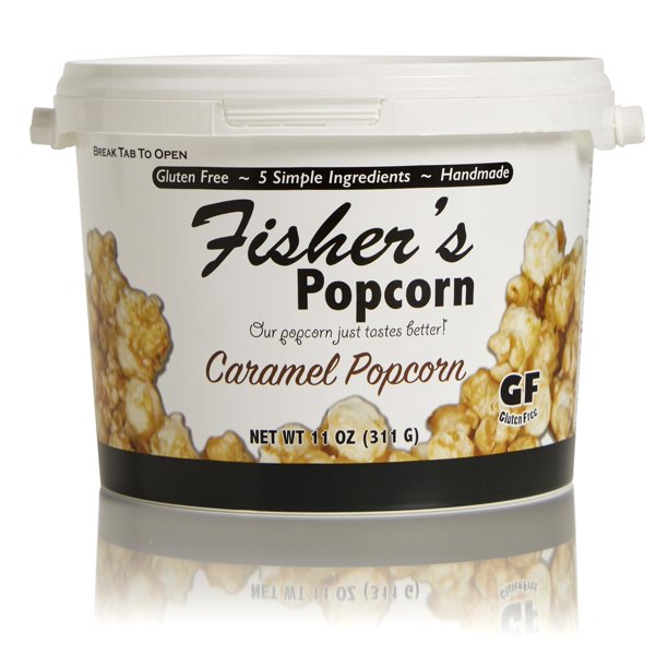 Fisher's Popcorn Caramel Popcorn, 11oz Tub (1/2 Gallon)