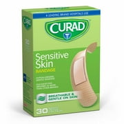 (3 pack) (3 pack) Curad Sensitive Skin Bandages, Tan, 30 Ct