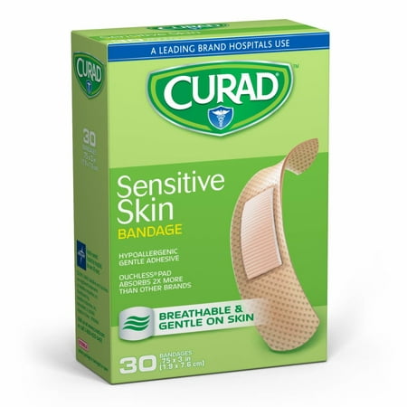 Curad Sensitive Skin Bandages, Tan, 30 Ct