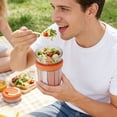 thumbnail image 4 of Fruit Cup With Lid 760 ml Double Layer Portable Plastic Salad Container With Fork For Microwave Heating And Outdoor Use, 4 of 6