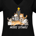 thumbnail image 4 of Inktastic Merry Catmas with Cat Tree and Yellow Star Women's Plus Size V-Neck T-Shirt, 4 of 5