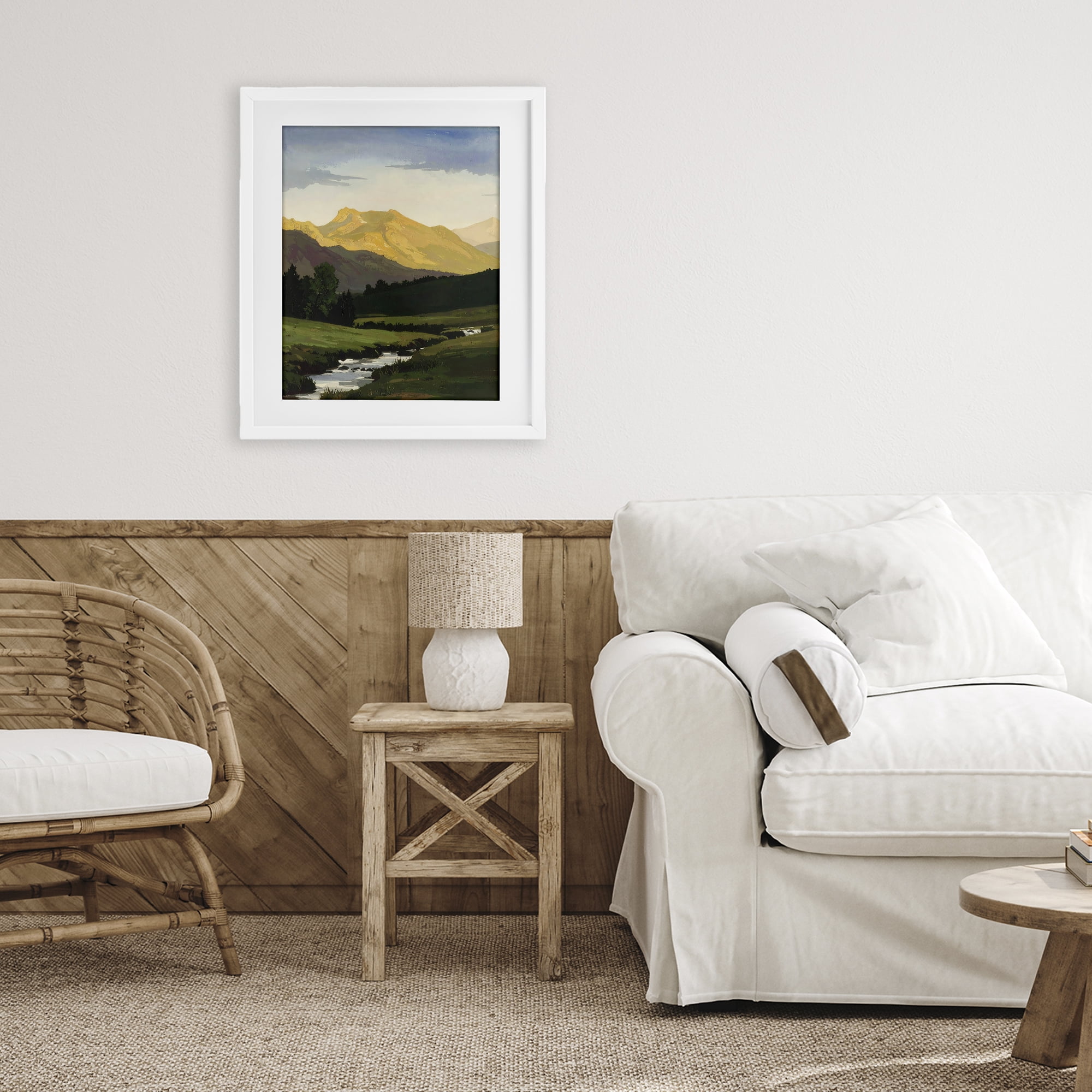 Stupell Industries Mountain Across The Valley White Framed Print Under Glass, design by Alonza Saunders