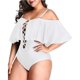 thumbnail image 3 of Trajes de baño de una pieza con hombros descubiertos y talla grande para mujer, 3 of 4