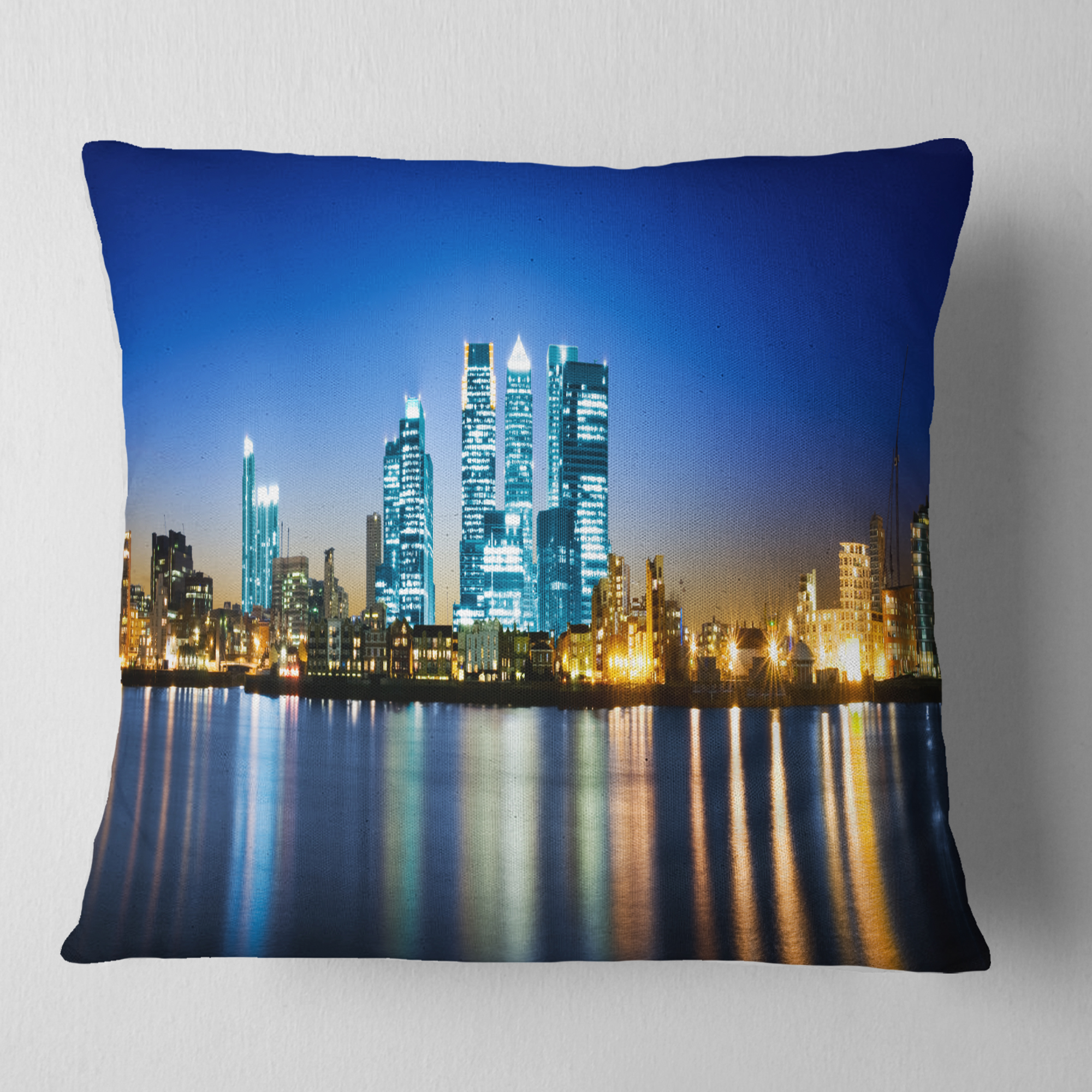 Designart Canary Wharf London - Cityscape Photo Throw Pillow - 18x18