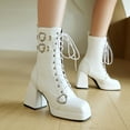 thumbnail image 2 of Mostsola Gothic Boots for Women Block Heel Lace up Combat Boots Square Toe Platofrm Heels, 2 of 9