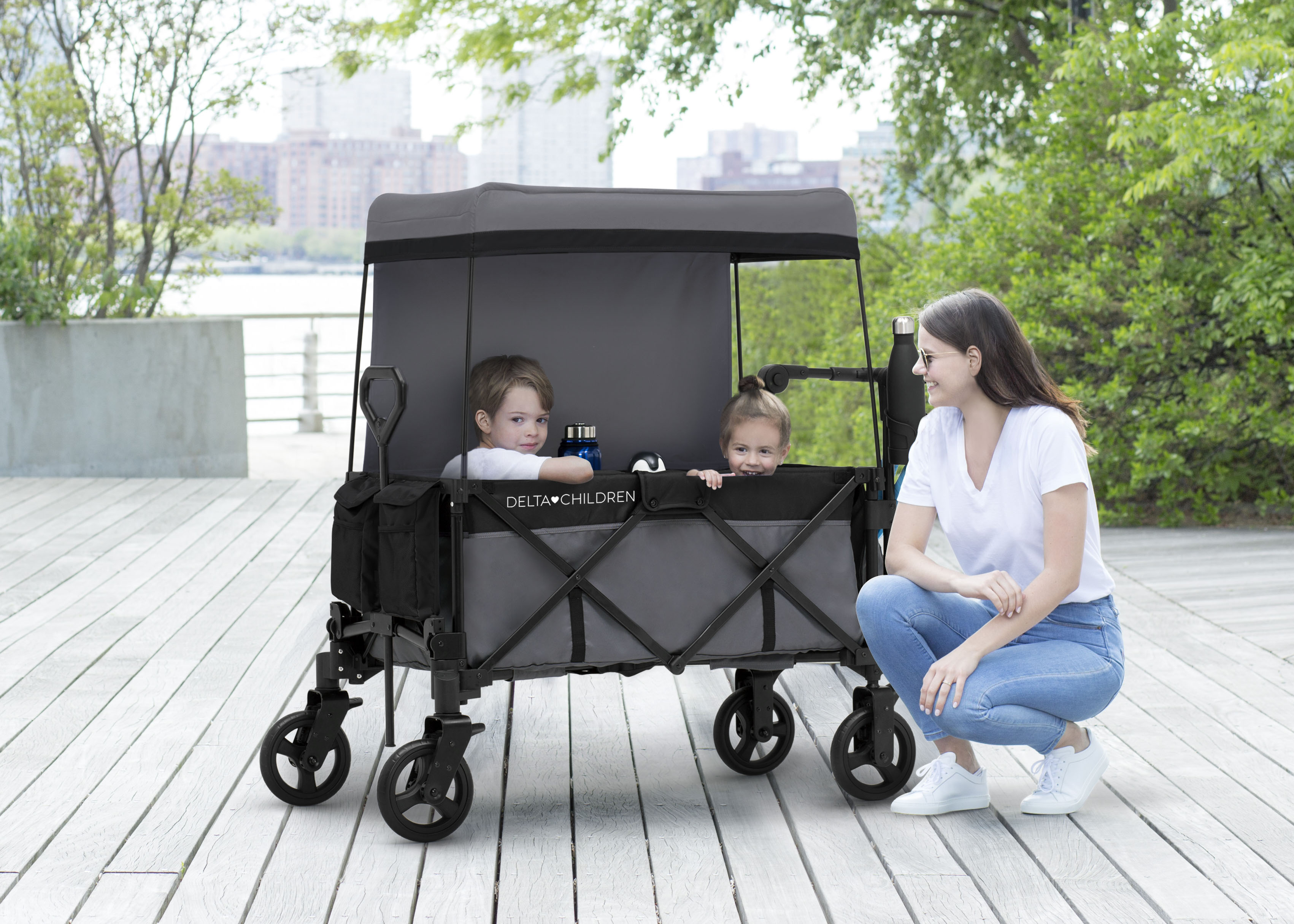 Delta Children Adventure Stroller Wagon, Grey/Black - image 2 of 10