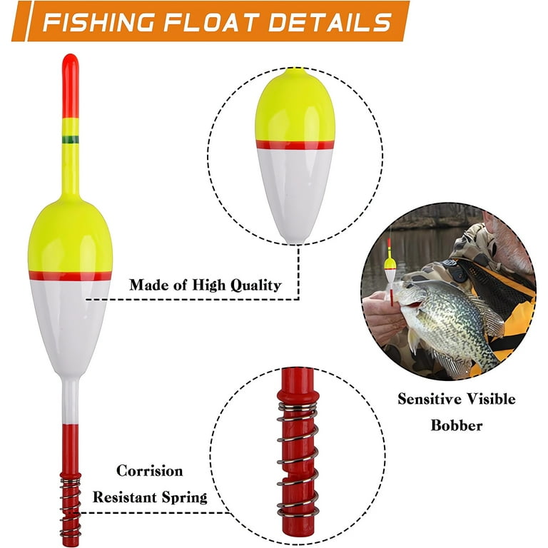 OROOTL Fishing Bobbers Slip Bobbers for Crappie Fishing, 20pcs Spring  Bobber Oval Stick Slip Floats for Fishing Crappie Catfish Trout Panfish  Walleyes Fishing Float 