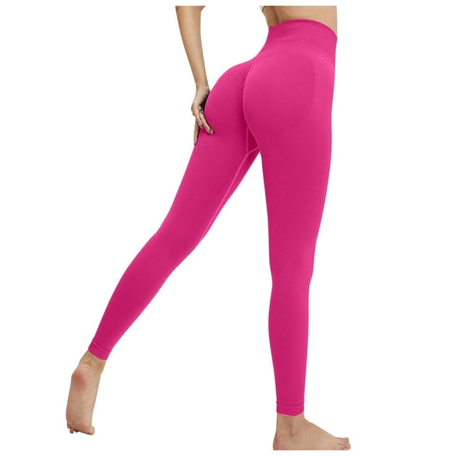 Pantalones de yoga sin costuras para mujer, color melocotón, de nylon y spandex, de cintura alta, para fitness, running, yoga y uso diario