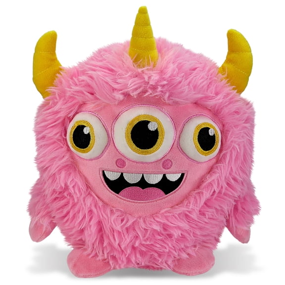 DolliBu Pink Monster Fuzzy Plush - Super Soft Stuffed Animal Monster, Cute Realistic Stuffed Animal Toy for Boys and Girls, Adorable Plush Creature Gift for Baby, Kids and Adults - 8.5 Inches