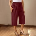 thumbnail image 4 of Tnhcen Women's Solid Color Loose Wide-Leg Cropped Pants Elastic Drawstring Waist Washed Wrinkle Fabric with Pockets S-2XL Multiple Colors Available, 4 of 8