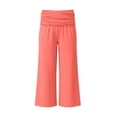 thumbnail image 6 of qolati Girls Yoga Pants Fold Over Low Waist Wide Leg Sweatpants Flare Leggings Bell Bottoms Y2k Lounge Trousers 5-14 Years Watermelon Red, 6 of 7