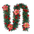 thumbnail image 2 of MXTPOV Artificial Christmas Garland, Prelit Garland with LED Lights, Pine Garland with Red Balls Flowers, Garland for Mantle Party Front Door, Home Decor, 8.9FT, 2 of 4