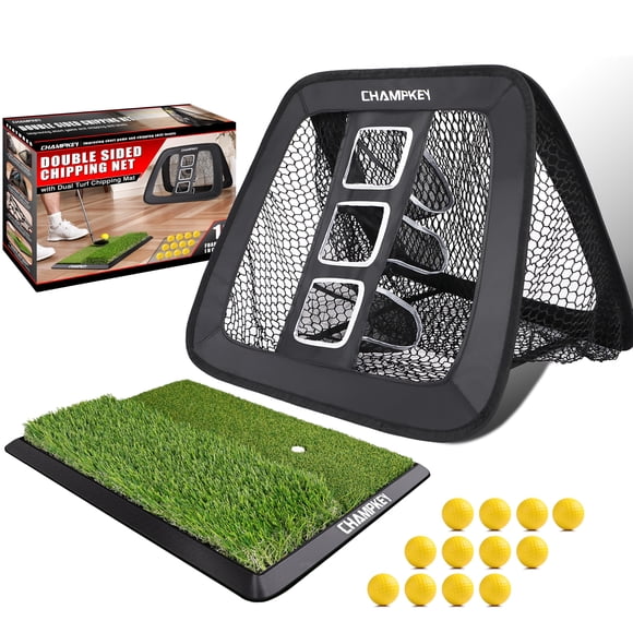 Red para astillar golf CHAMPKEY de doble cara con tapete y 12 pelotas de espuma