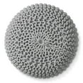 thumbnail image 3 of Casafield Round Pouf Ottoman, Light Gray - 20" Dia x 14.5" High Cotton Knit Foot Stool - Boho Floor Pouffe for Living Room, 3 of 7
