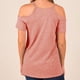 thumbnail image 5 of ICHUANYI Clearance Women's Summer Solid Short Sleeve Top Off Shoulder V-Neck Casual Lace Up T-shirt(Pink, M) ICHUANYI WER2023081013246, 5 of 8