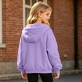 thumbnail image 3 of Shinyii Girls Zip Up Hoodie Solid Casual Cozy Hooded Sweatshirt Jacket, Purple, Sizes 4-15, 3 of 4