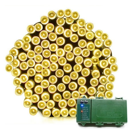 Christmas Train Decoration Outside Vmanoo Battery Operated 200 LED String Lights Fairy Christmas Lighting Decor Timer For Outdoor, Indoor, Garden, Patio, Lawn, Outside, Home, Curtain Decorations (Warm White) ()