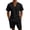 Black, variant on Men's 2 Pieces Linen Set Notch Collar Tracksuit Short Sleeve T-Shirts and Short Sports Outfits