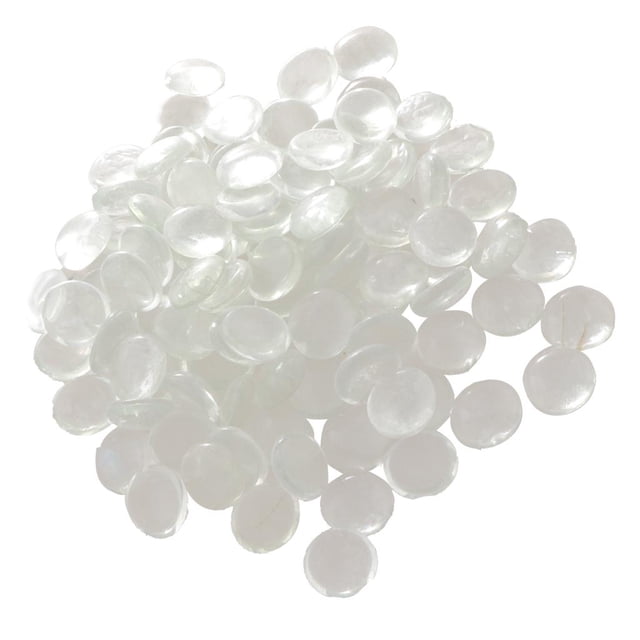 100Pcs Flat Marbles, Pebbles, Glass Gems for Vase Fillers, Party Table Scatter, Transparent White