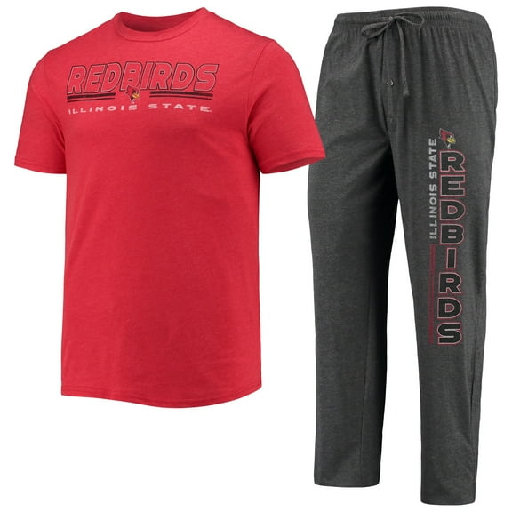 Men's Concepts Sport Heathered Charcoal/Red Illinois State Redbirds Meter Top & Pants Sleep Set
